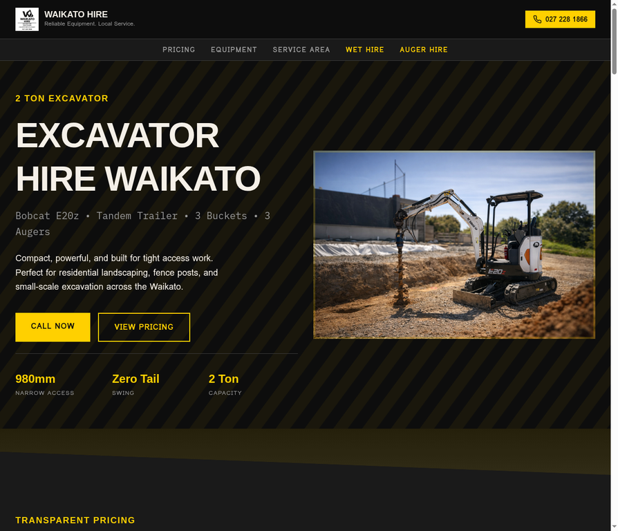 Waikato Hire website